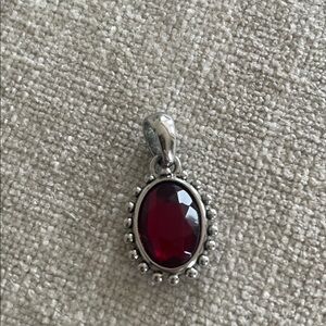 Ralph Lauren Elegant Silver and Red Gemstone Pendant